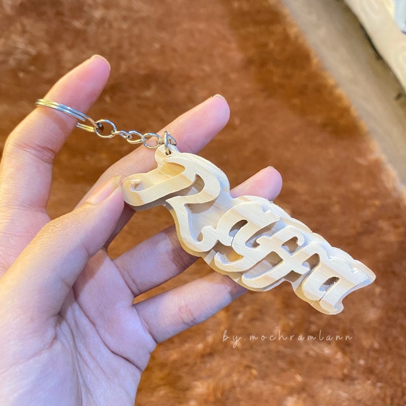 GANCI KAYU UKIR NAMA BIG SIZE / GANTUNGAN KUNCI MOTOR / KEYCHAIN CUSTOM