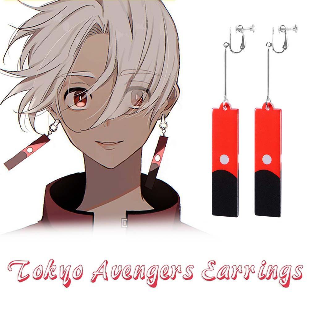 Needway  Men Tokyo Revengers Earring Acrylic Drop Earrings Dangle Earrings Anime Pendant Earrings Women Izana Kurokawa Cartoon Character accessories Unisex Cosplay Jewelry Ear Clip