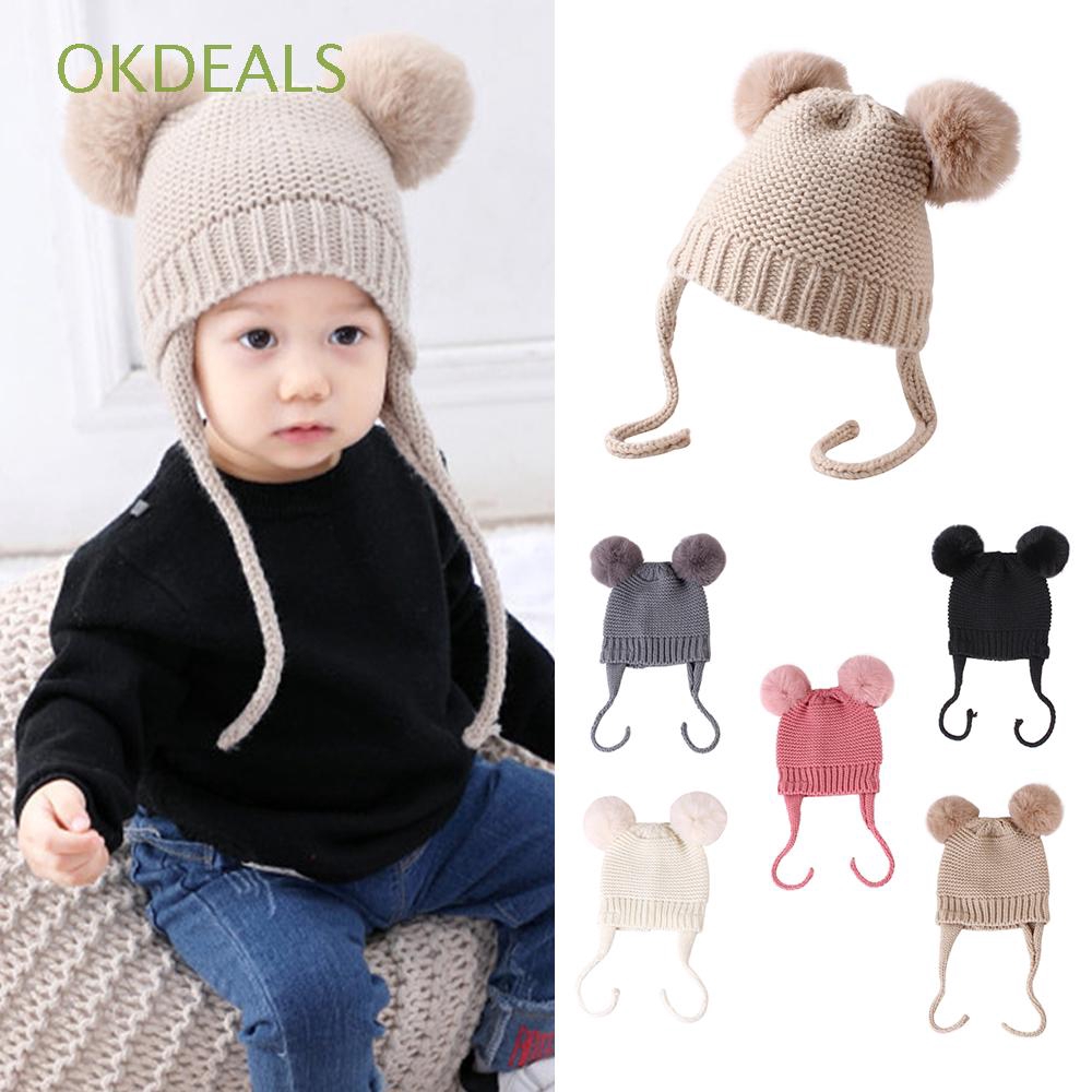 baby knitted pom pom hat