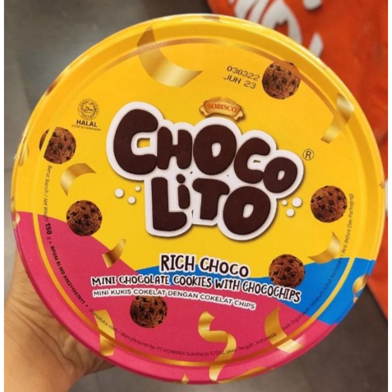 

choco lito biskuit kaleng 150gr mini chocolate cookies. biskuit kaleng mirip good time