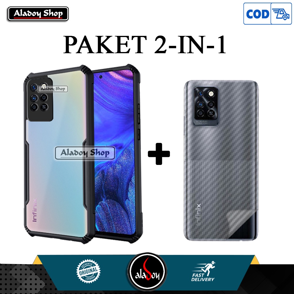 Case INFINIX NOTE 10 PRO NFC 2021 Casing Transparent + Skin Carbon