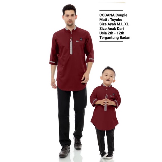 Baju Koko Kurta Couple Ayah Dan Anak Original Cobana Lengan 3/4