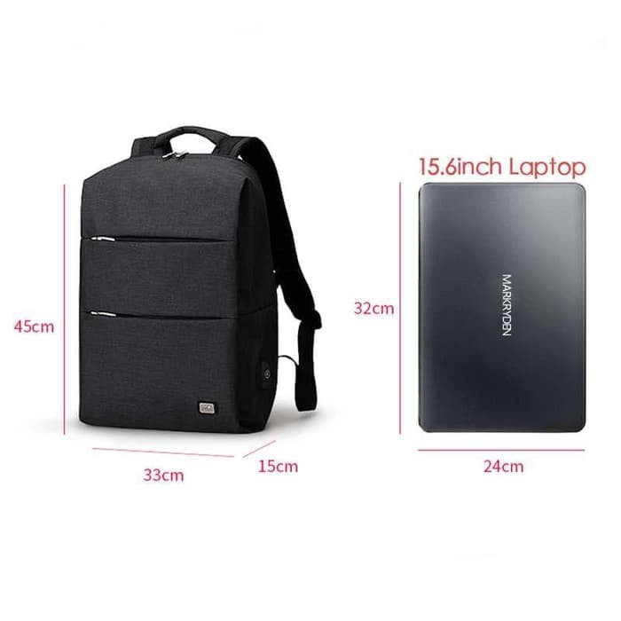 Mark Ryden Tas Ransel Laptop dengan USB Charger Port - MR5911 - Hitam