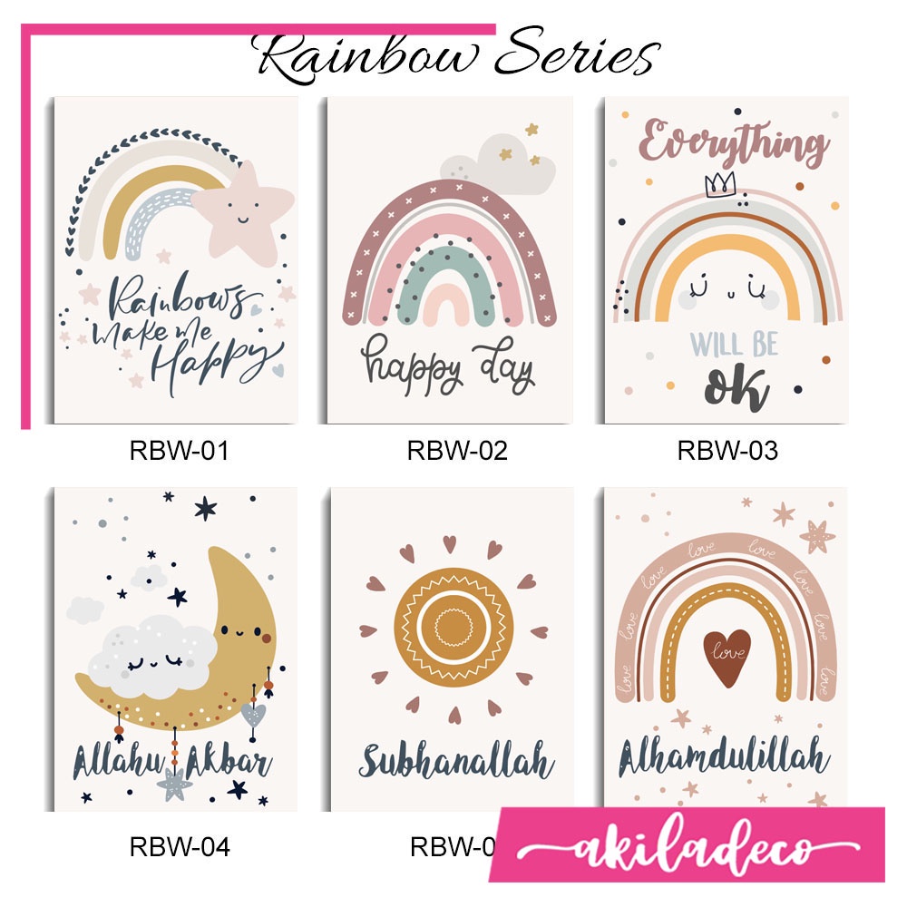 Poster dinding Kamar Anak Walldecor Rainbow Pelangi Dekorasi rumah Hiasan Alhamdulillah