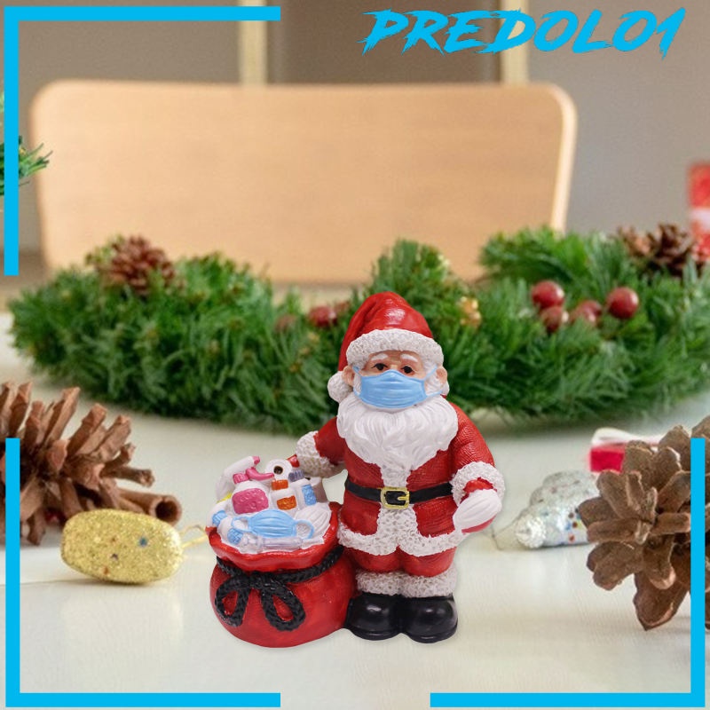 [PREDOLO1] Santa Claus Wearing Face Mask Ornament Decor Indoor Table Statue