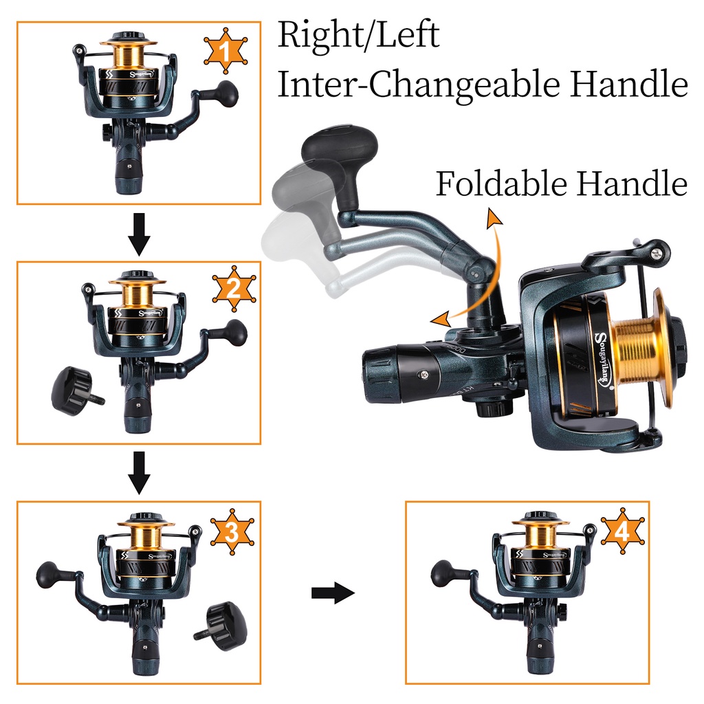 Sougayilang 2000-6000 Series Reel Pancing Max Drag 15KG Carp Fishing Reel 12 + 1BB Rasio Gear 5.0: 1 Metal Fishing Reel