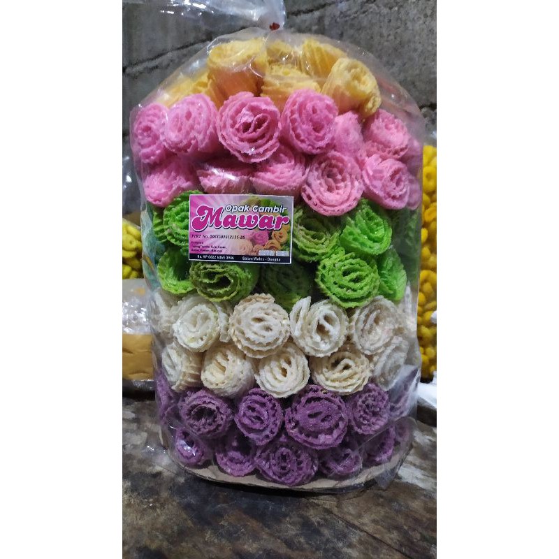 Opak Gambir Warna Warni Cap Mawar Kemasan 500gr