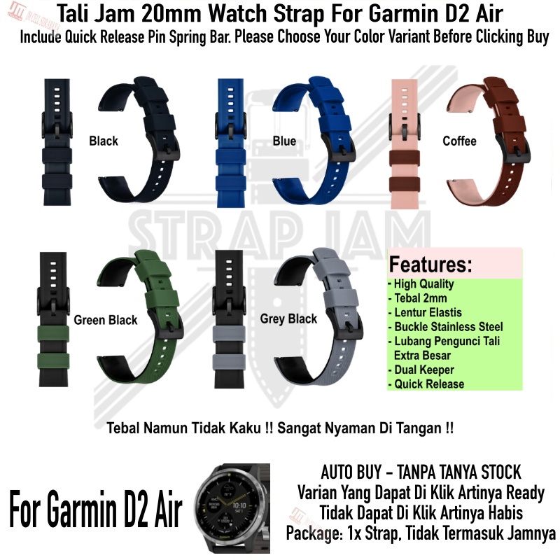 HNN Tali Jam Tangan Garmin D2 Air - Strap 20mm Rubber Lentur Nyaman