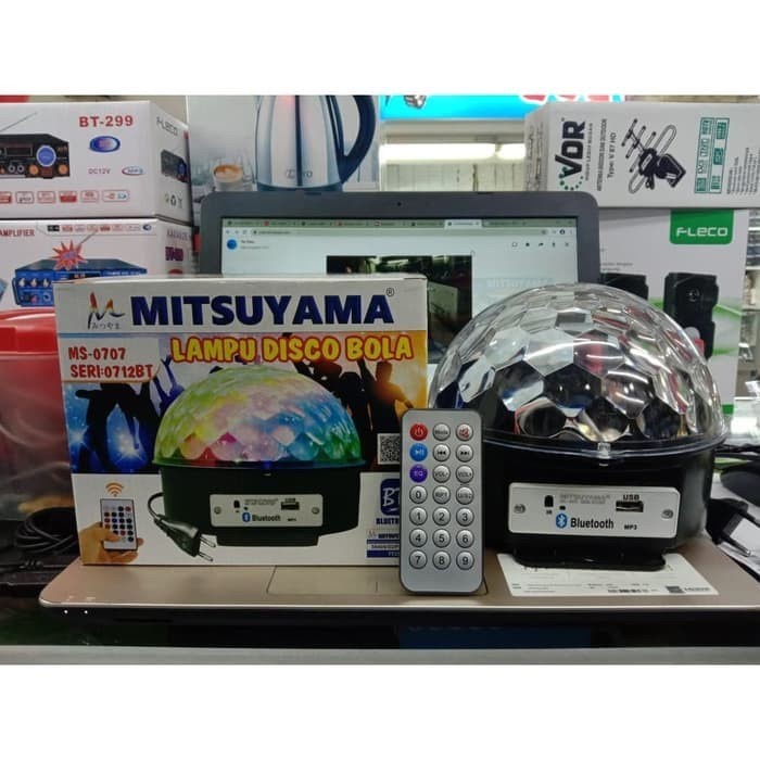 Lampu disco bola bluetooth Mitsuyama MS-0707 gratis Remot cocok Disco, bar, panggung, pesta, dll