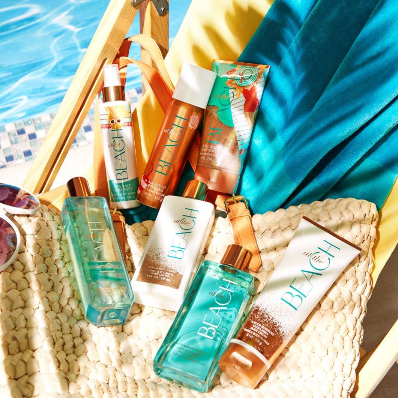 BATH &amp; BODY WORKS BBW AT THE BEACH SERIES MIST LOTION SHOWER GEL BODY CREAM HAND CREAM SHOWER GEL BODY CREAM LOTION MIST WASH WALLFLOWER ROOMSPRAY SCENTPORTABLE GENTLE GEL DEEP CLEANSING GENTLE FOAMING CREAMY LUXE