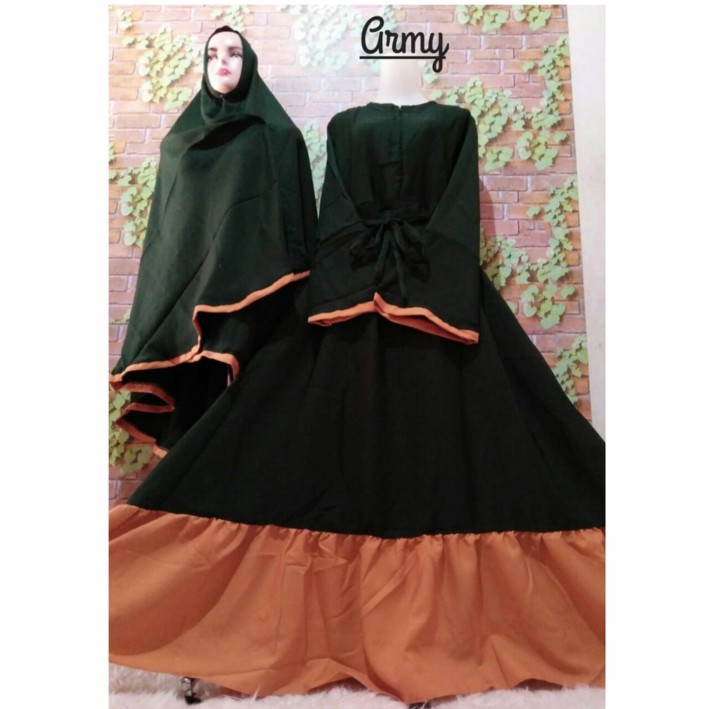 gamis set khimar wollycrepe mosscrepe syari busana muslim baju wanita putih haji umroh murah umrah