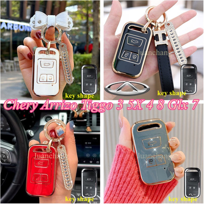 Casing Kunci Mobil 3 Tombol Bahan TPU Untuk Chery Arrizo Tiggo 3 5X 4 8 Glx 7 2019 2020