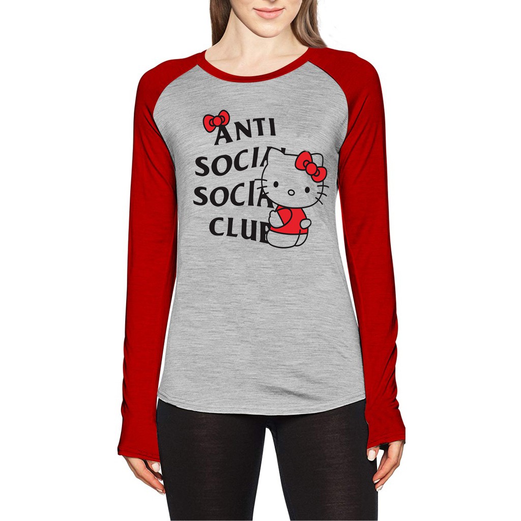 Kaos Raglan Gambar Anti Social| Lengan Panjang | Ukuran M - L - XL -XXL