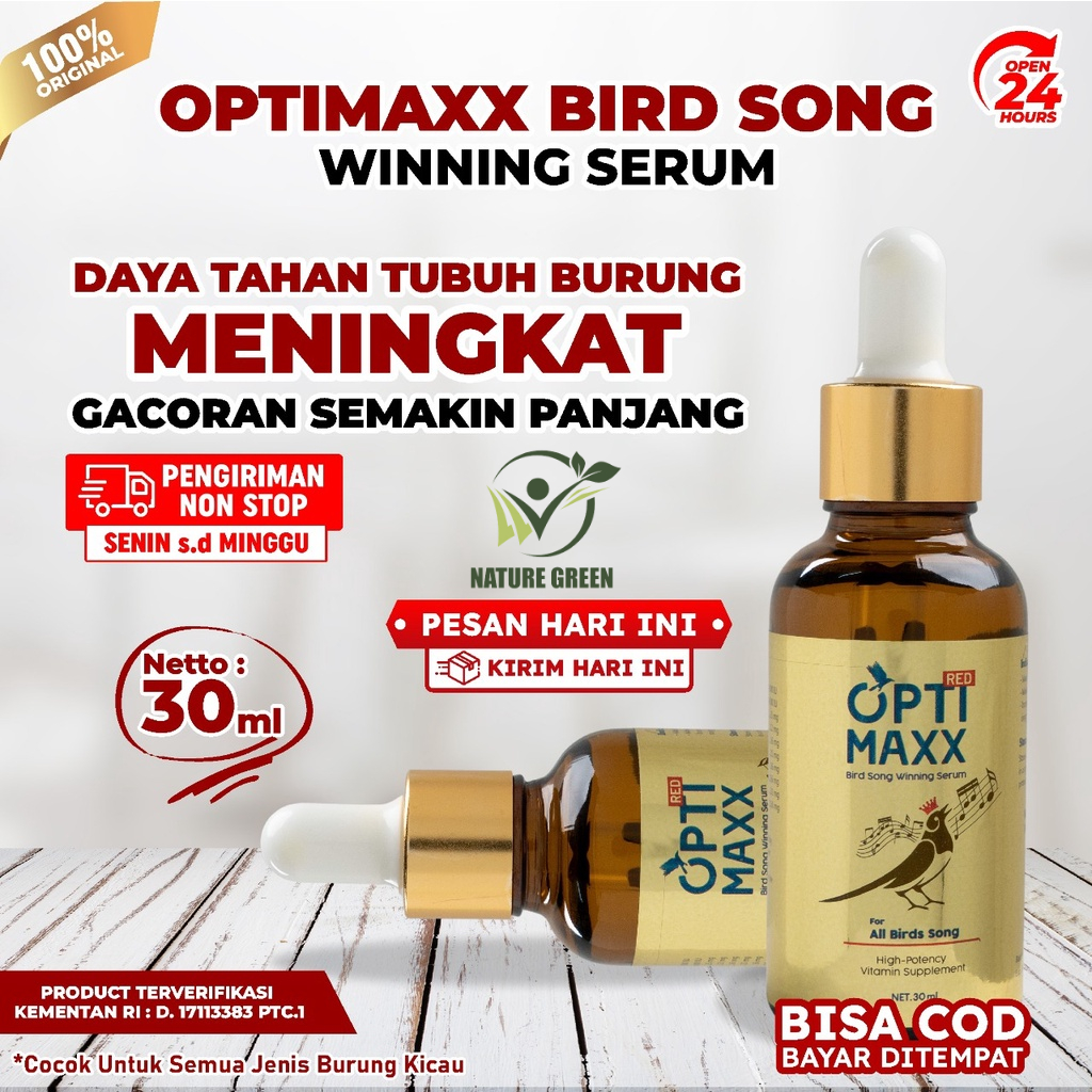 Optimaxx - Multivitamin Serum Tetes Burung Kicau Lovebird Kacer Jalak Cucak Rowo Love Bird Murai Batu Suara Gacor Digantangan Atp Isi 30ml