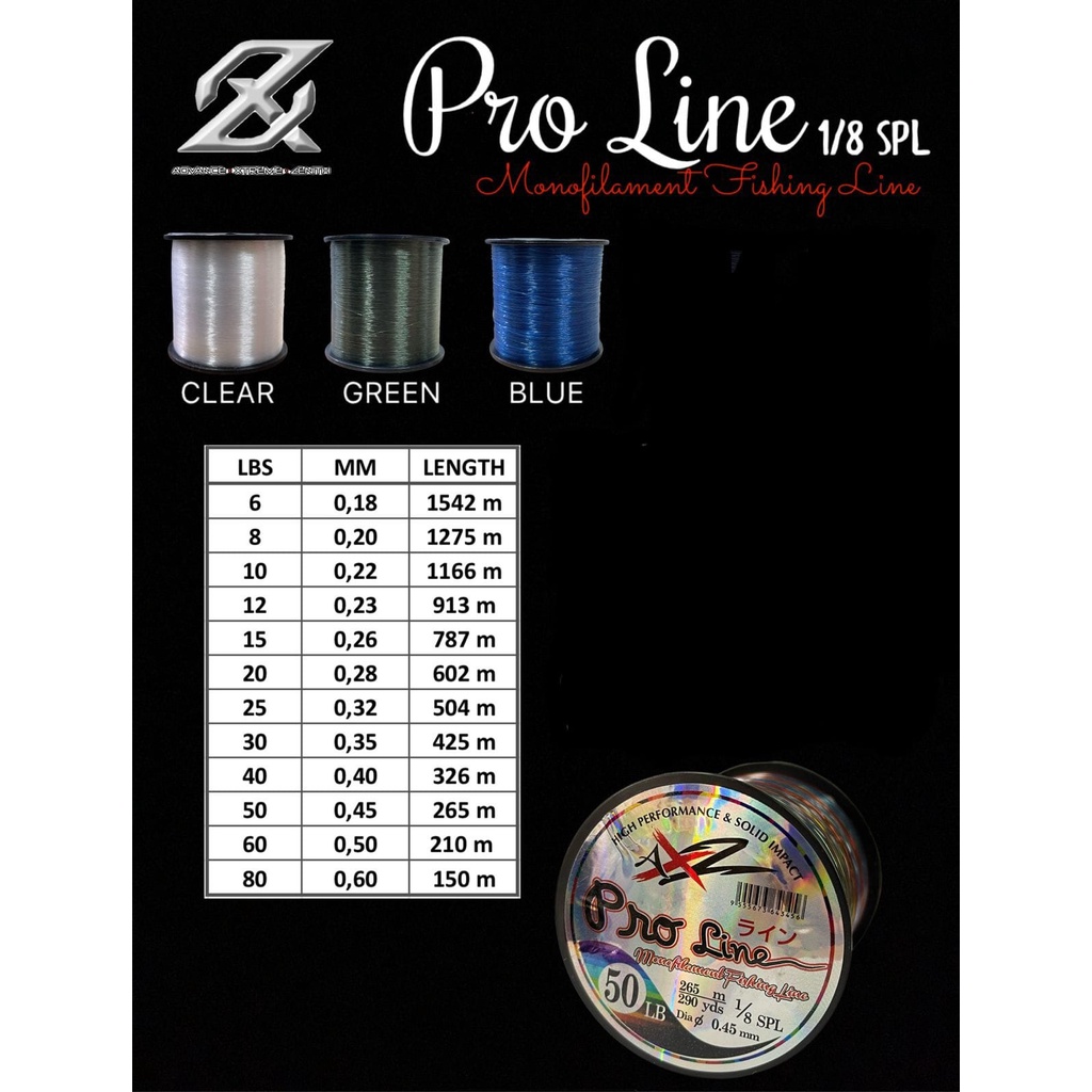 SENAR / LINE MONO AXZ PROLINE 1/8 SPOOL