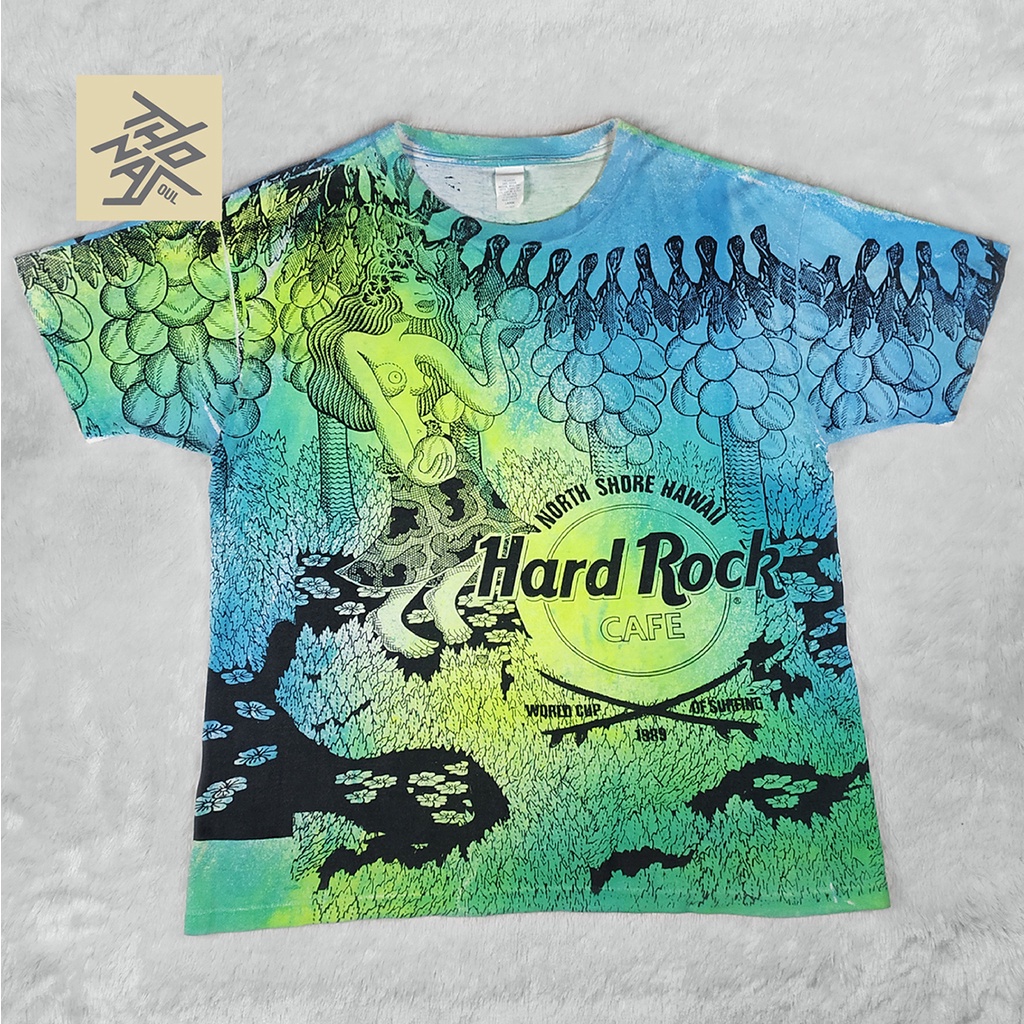 Kaos Vintage 80s AOP Hard Rock World Cup of Surfing 1989 size XL