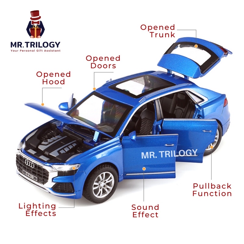 Diescast Mobil Audi Q8 Miniature 1:32 Berkualitas Kado Hadiah Mainan Anak Laki2