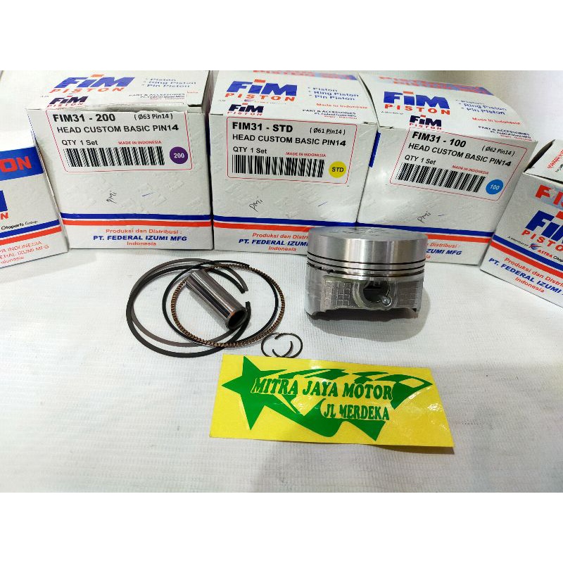 Piston Fim mentah Pin 14 klx mx Vixion Aerox Nmax PCX vario 150 Seher Fim Pin 14 seset plus ring dan