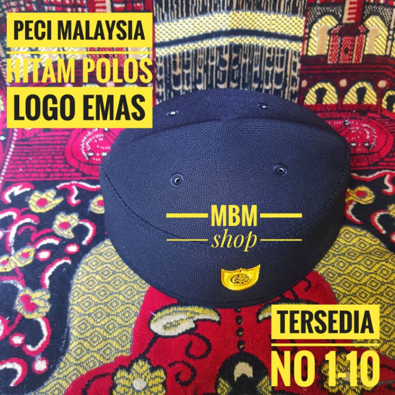 PECI MALAYSIA HITAM LOGO EMAS KOPYAH SONGKOK MALAYSIA HITAM