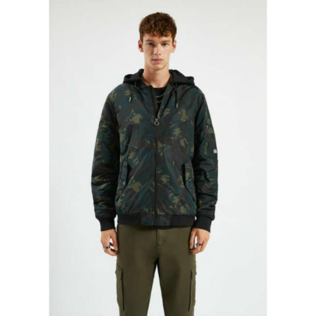 Bomber jaket jacket with contrasting Hoodie PULL&BEAR PULL AND BEAR ORIGINAL ASLI TERMURAH