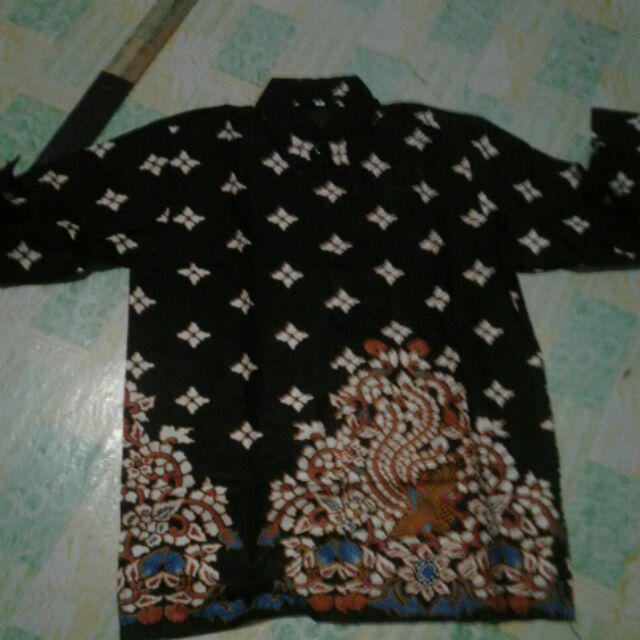 Kemeja Batik Pria Lengan Panjang Size M L Xl Xxl  Bswart Batik Hrb026 Kenongo Hem Panjang Padi