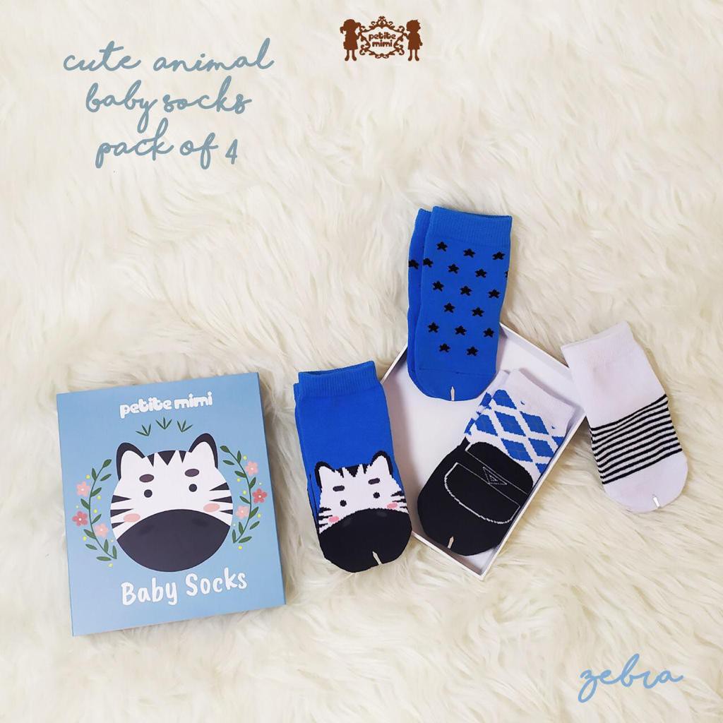 Petite Mimi Kaos Kaki isi 4 pasang 0-12 bulandengan Anti Slip