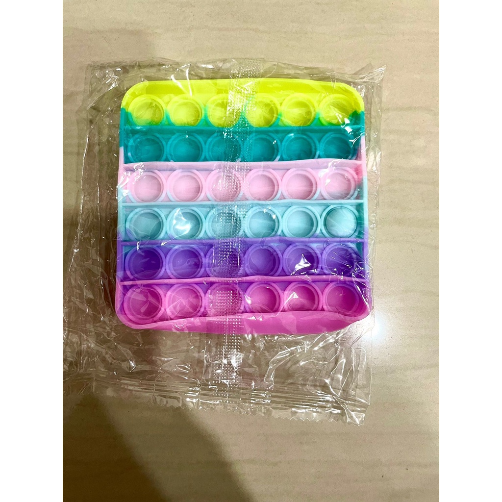 COD New Fidget Push Pop Its Mainan Anak Toys Bubble Kids Mainan Popit Murah Rainbow Pop it PASTEL-Persegi