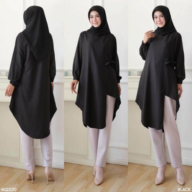 TUNIC WHITE NINDY M L XL BAJU ATASAN WANITA MUSLIMAH REALPICT