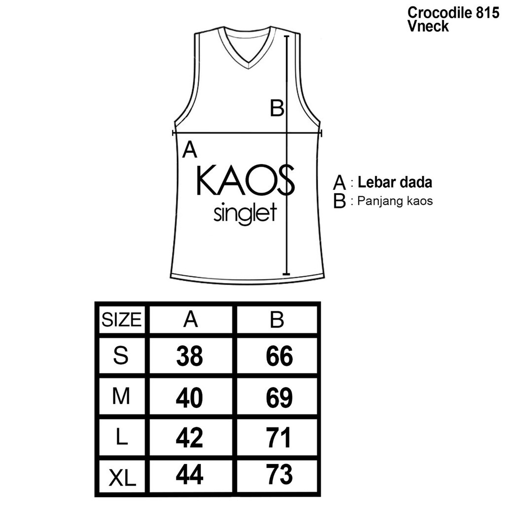 Crocodile - 815 - kaos tank top V Neck 815 P/W