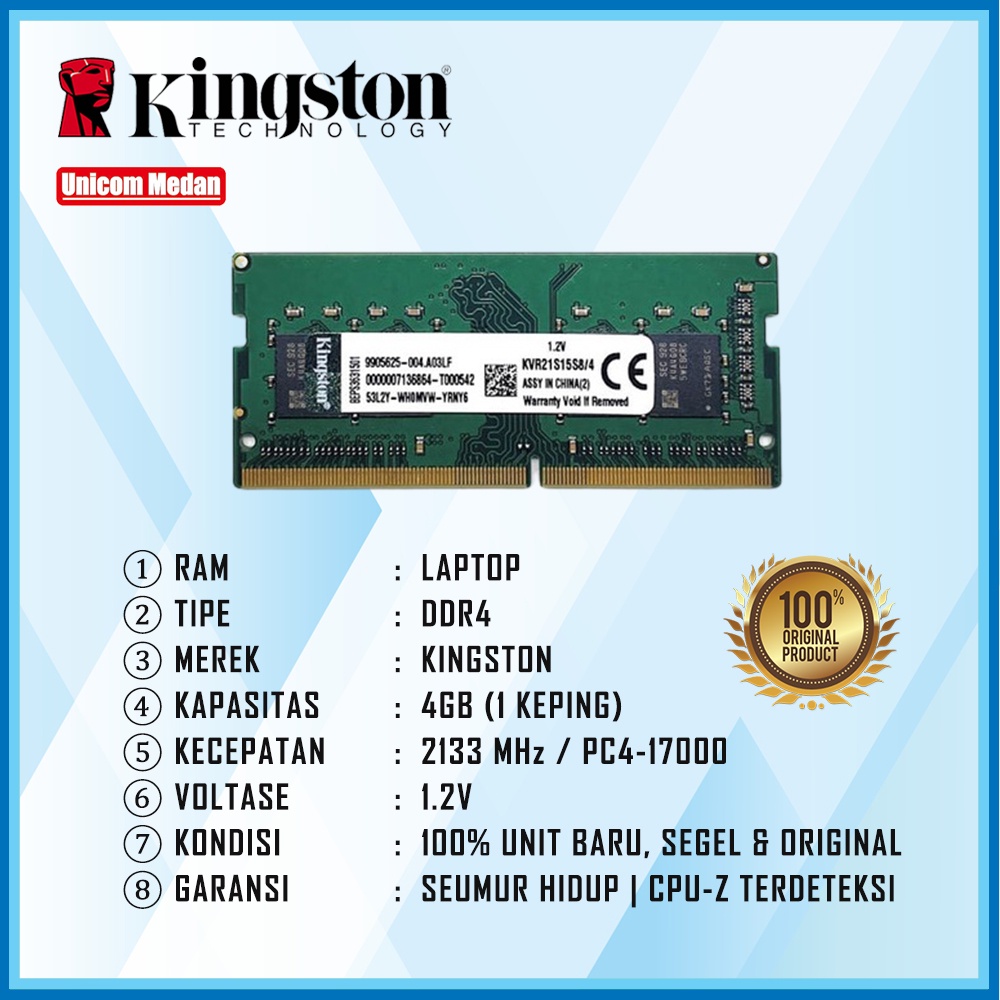 RAM LAPTOP DDR4 4GB 2133MHZ PC4-17000 KINGSTON