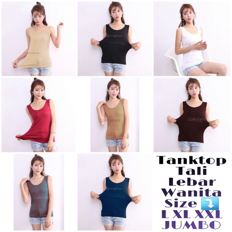 Promo - Singlet Wanita / Tanktop Tali Lebar Wanita L XL XXL JUMBO