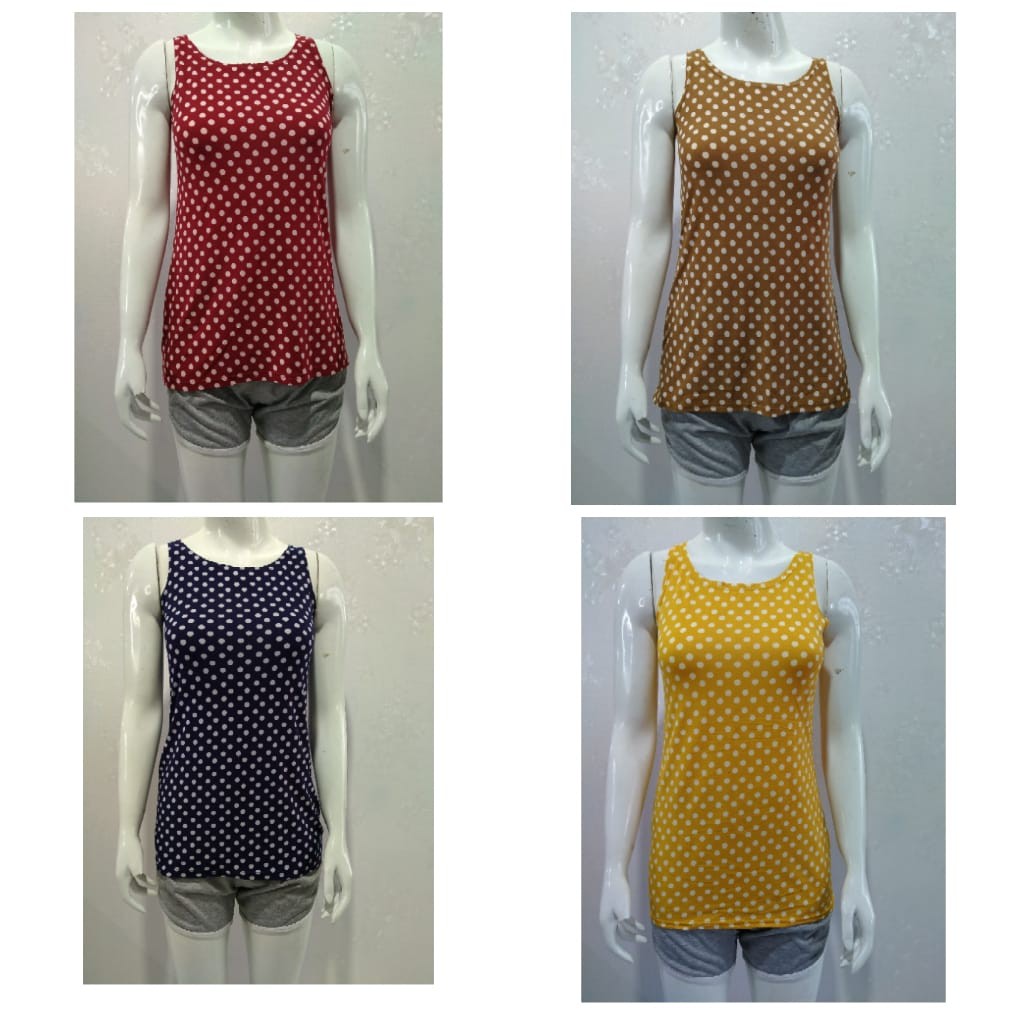 SALE !!! SINGLET  SALUR // POLOS // MOTIF / TANK TOP WANITA TERLARIS TERMURAH // BISA COD // CELLINE-POLKADOT RANDOM