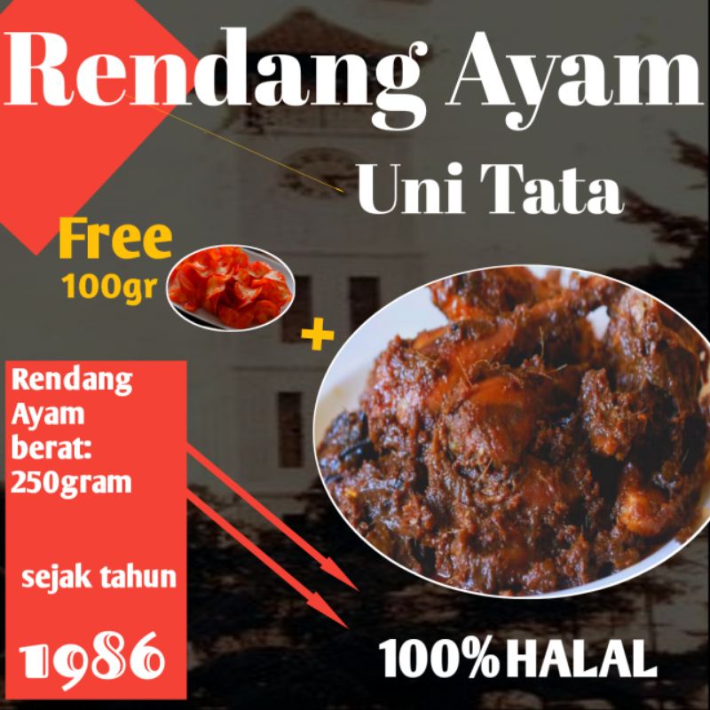 

Rendang Daging Ayam - Rendang uni tata 100%Padang, Bukittinggi.