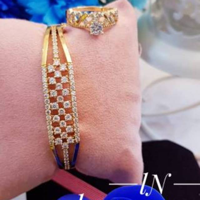 Xuping gelang plus cincin lapis emas 24k