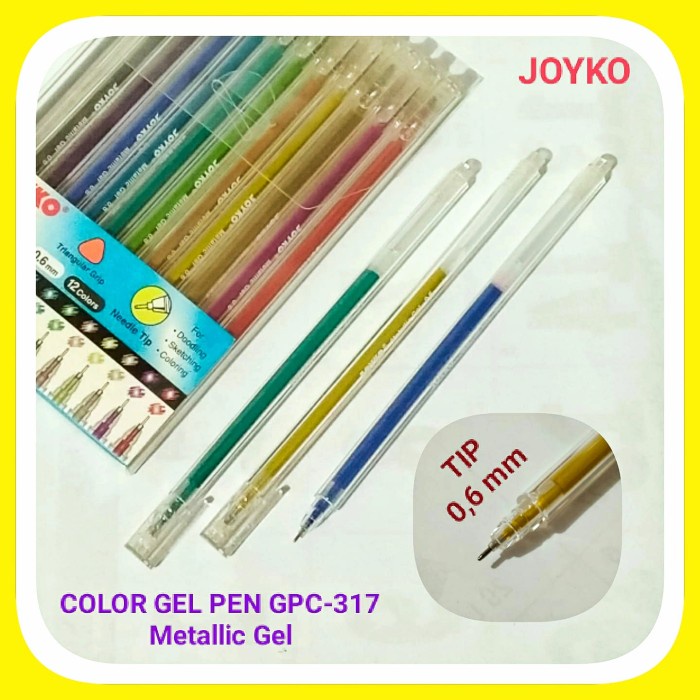 

Hot Sale Metallic Color Gel Pen Joyko 12 Warna Gpc-317. Terlaris