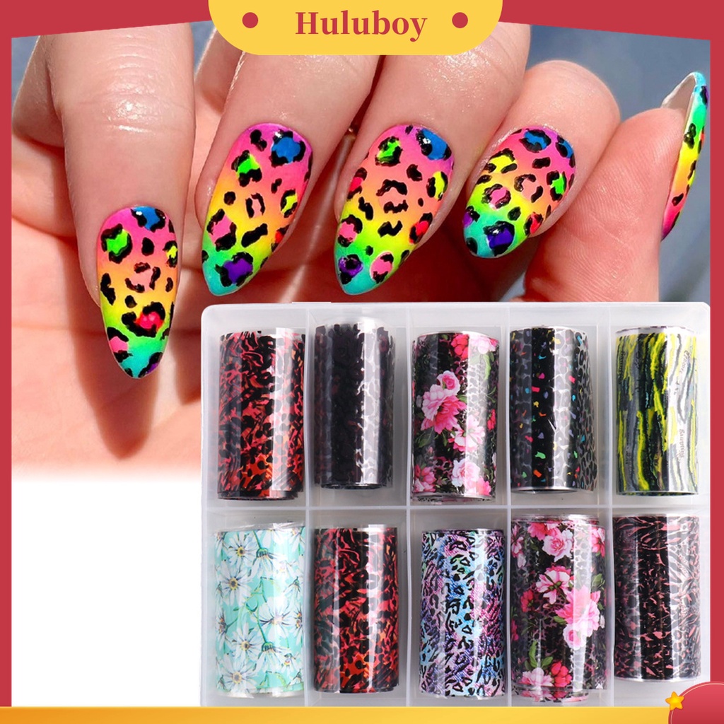 Huluboy Huluboy♡ 10pcs / Set Stiker Kuku 3D Motif Totem Gaya Etnik Retro Untuk Wanita