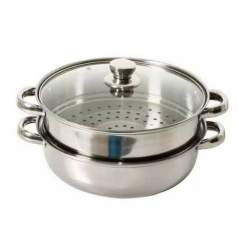 PANCI KUKUS 2 SUSUN TUTUP KACA | PANCI STAINLESS | PANCI STEAM KUPING 2 TINGKAT