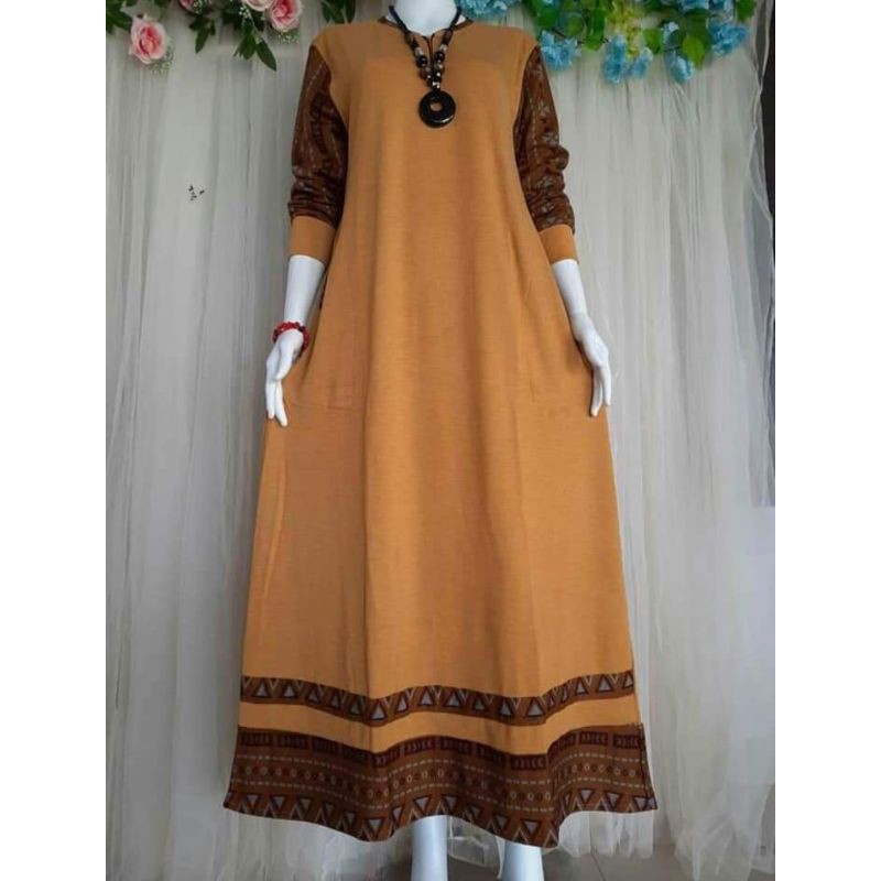 Gamis denim Kombi batik
