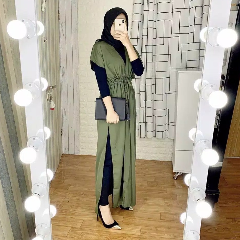COD - OLIVARA DRESS GAMIS NAGITA KERUT SERUT PINGGANG POLOS LD 110 FIT S - XL FASHION MUSLIM WANITA MAXY PESTA KONDANGAN MODERN KEKINIAN TERMURAH TERLARIS-1