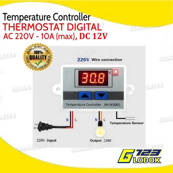 Thermostat Digital AC 220V Termostat Alat Pengatur Suhu W3001