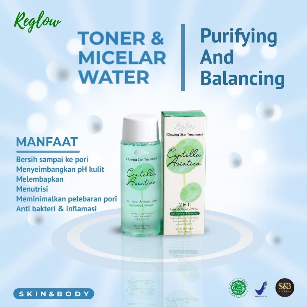 REGLOW Toner Micellar Water Pembersih Pelembab Wajah | Paket Perawatan Kecantikan Muka Glowing Glow | Atasi Jerawat Flek Hitam Milia Kusam | Skincare Skin Care BPOM Halal MUI | Sunscreen Whitening Anti-Aging | Aman Bumil Busui-8
