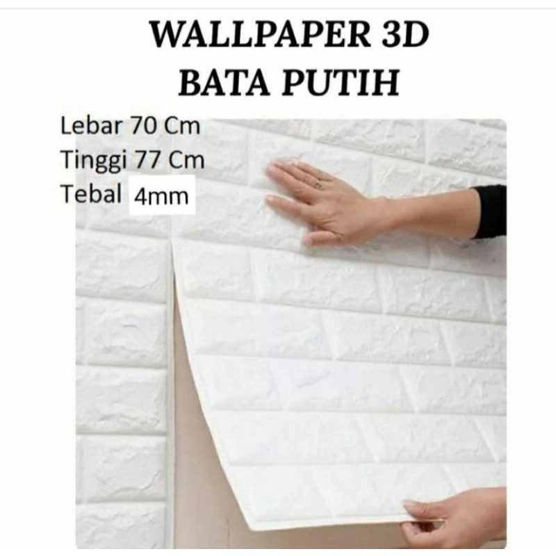 Wallpaper Dinding Foam Bata Putih 3D
