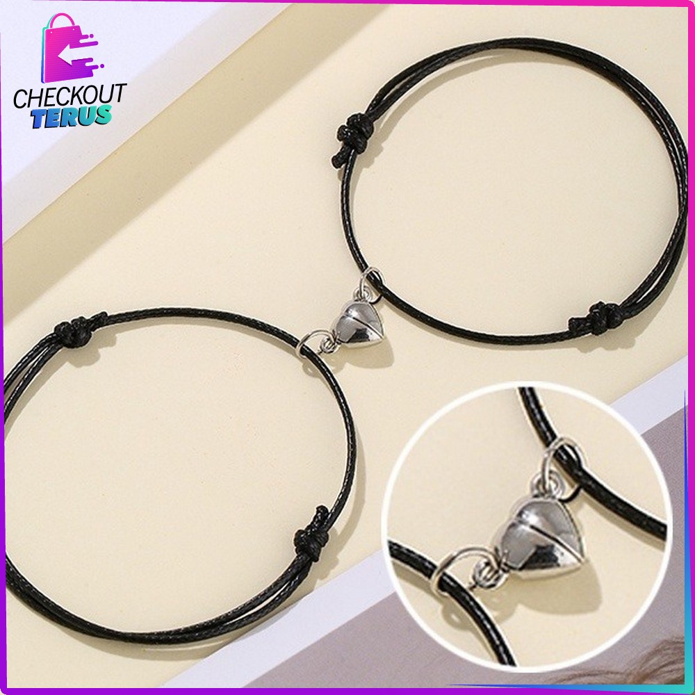 CT K67 Gelang Couple Magnet Fashion Wanita Pria Isi 2PCS Braided Bracelet Gelang Anyaman Tali Persahabatan Gelang Unik