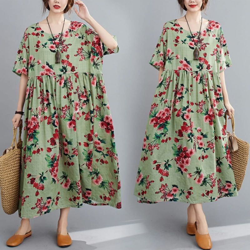 MDLV ~ 79004# Flovania Loose Dress Oversize Dress Big Size Dress Premium Dress import Dress Midi Dress Flower Fashion Import