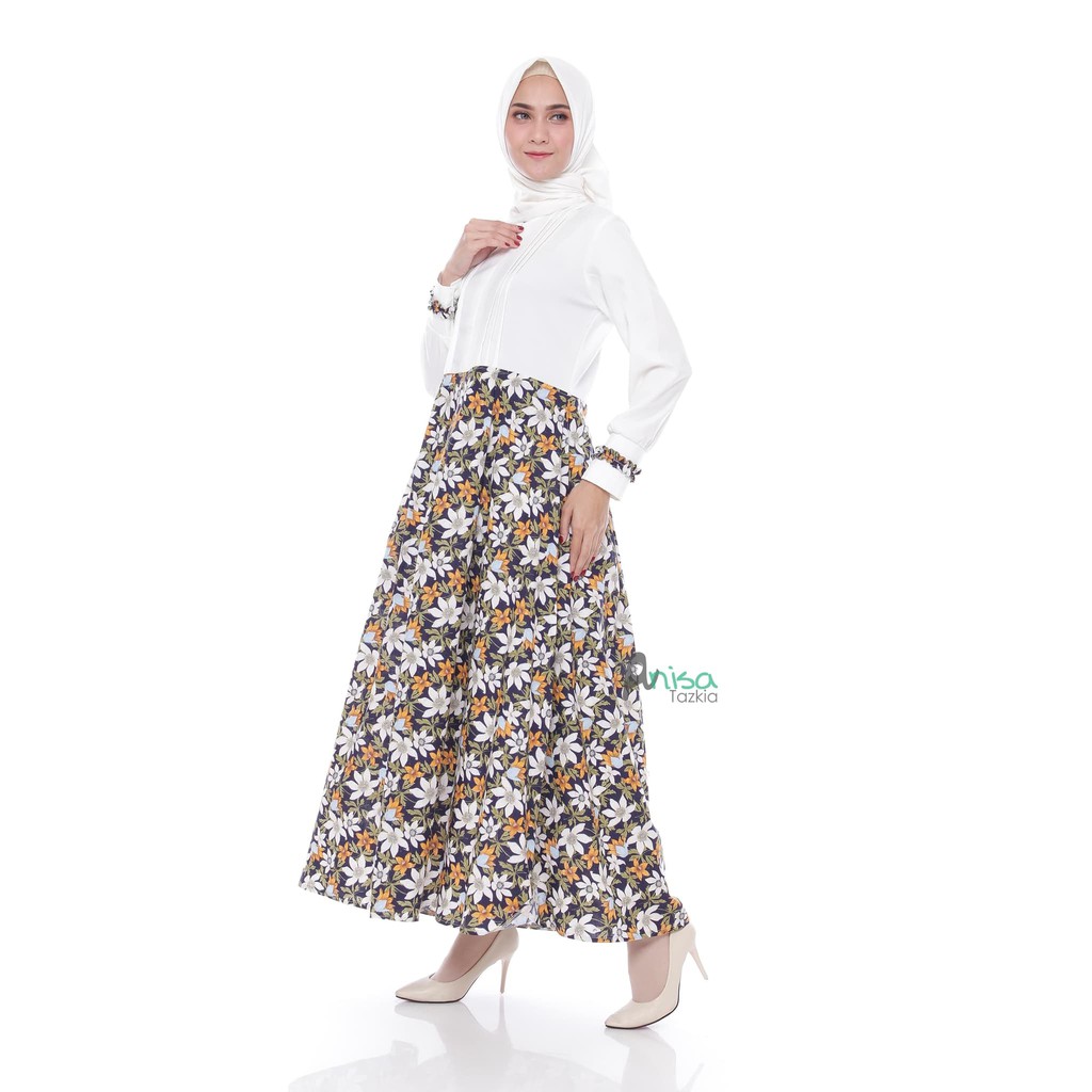 Gamis Muslim Original | Ranum Dress Broken White | Maxi Katun Crepe