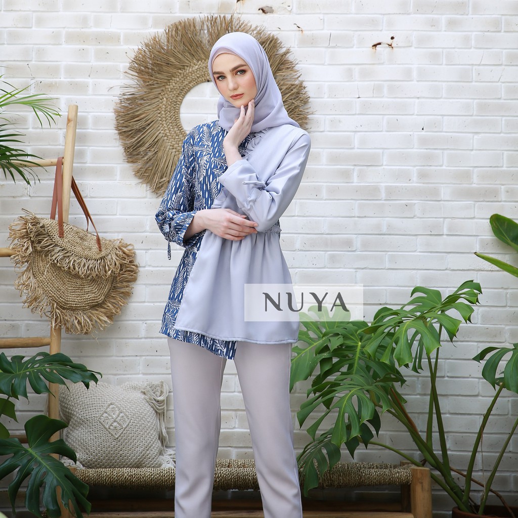 Atasan Batik Wanita Modern Blouse  MONA BLUE NUYA