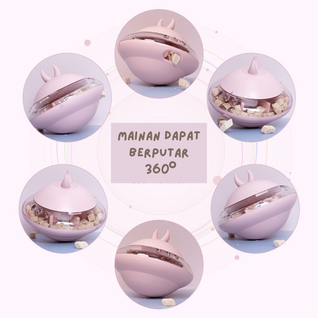 Mainan Lucu UFO Dispenser Makanan Treat Anjing Kucing Pet Toy Dog Cat food dispenser tempat makan kucing anjing