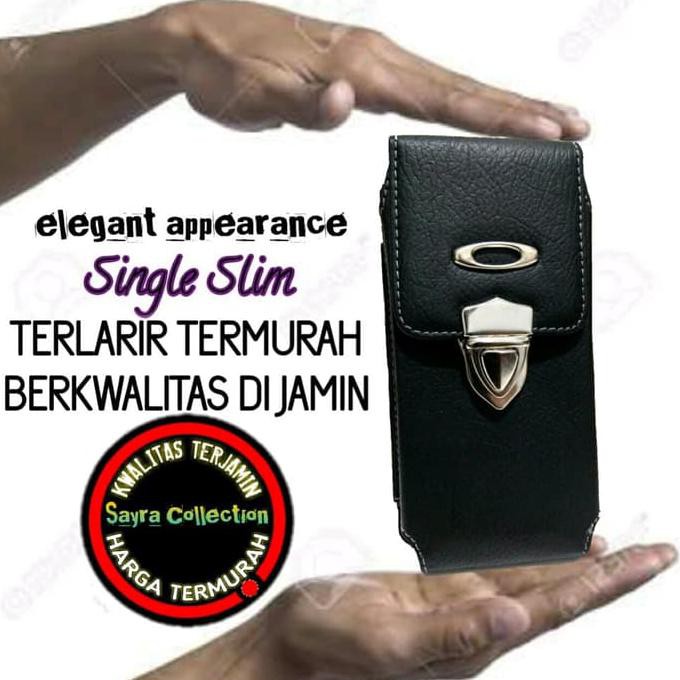 DOMPET HP KULIT ELEGAN / SARUNG HP KULIT / DOMPET HP PRIA ORIGINAL - Hitam
