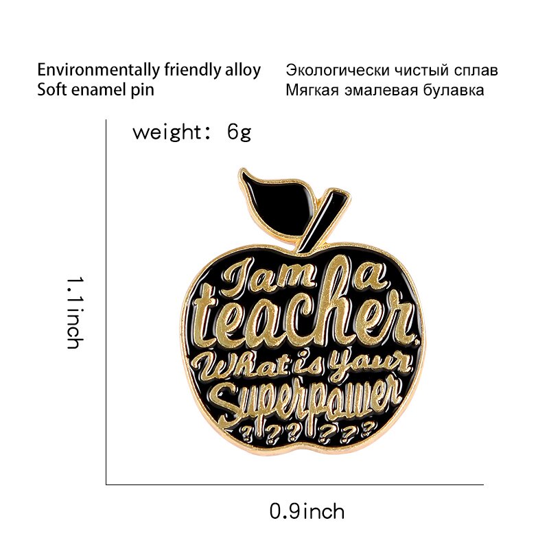 Bros Pin Enamel Desain Buah Apel Merah Muda Tulisan I Am A Teacher Untuk Hadiah