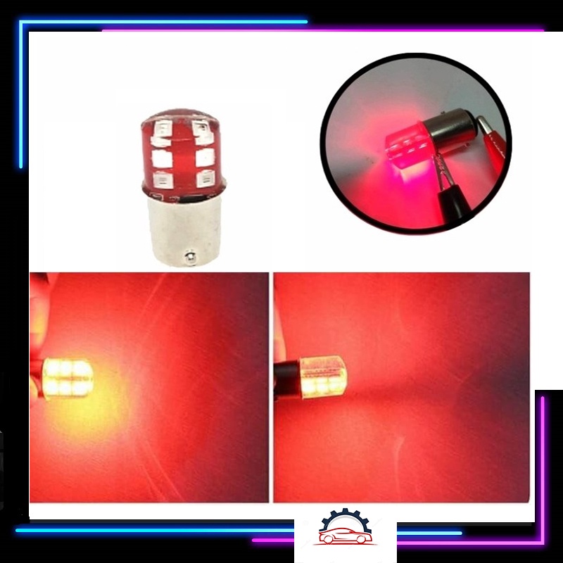 LAMPU BOHLAM LED REM FLASH KEDIP 12 MATA BAYONET PUTAR 2 KAKI MERAH